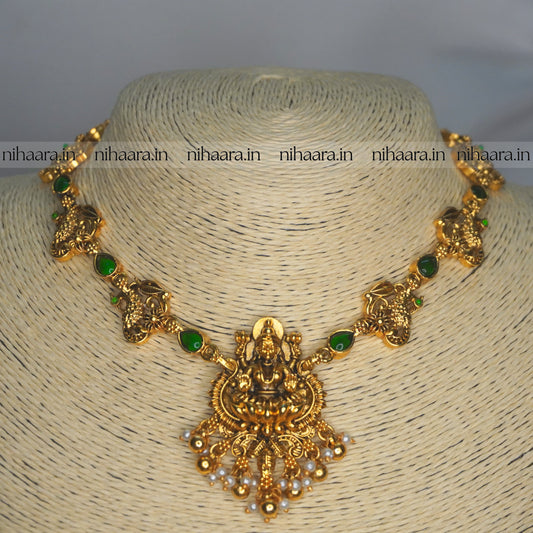 Traditional Gold Aditi Necklace Set - Green NA755