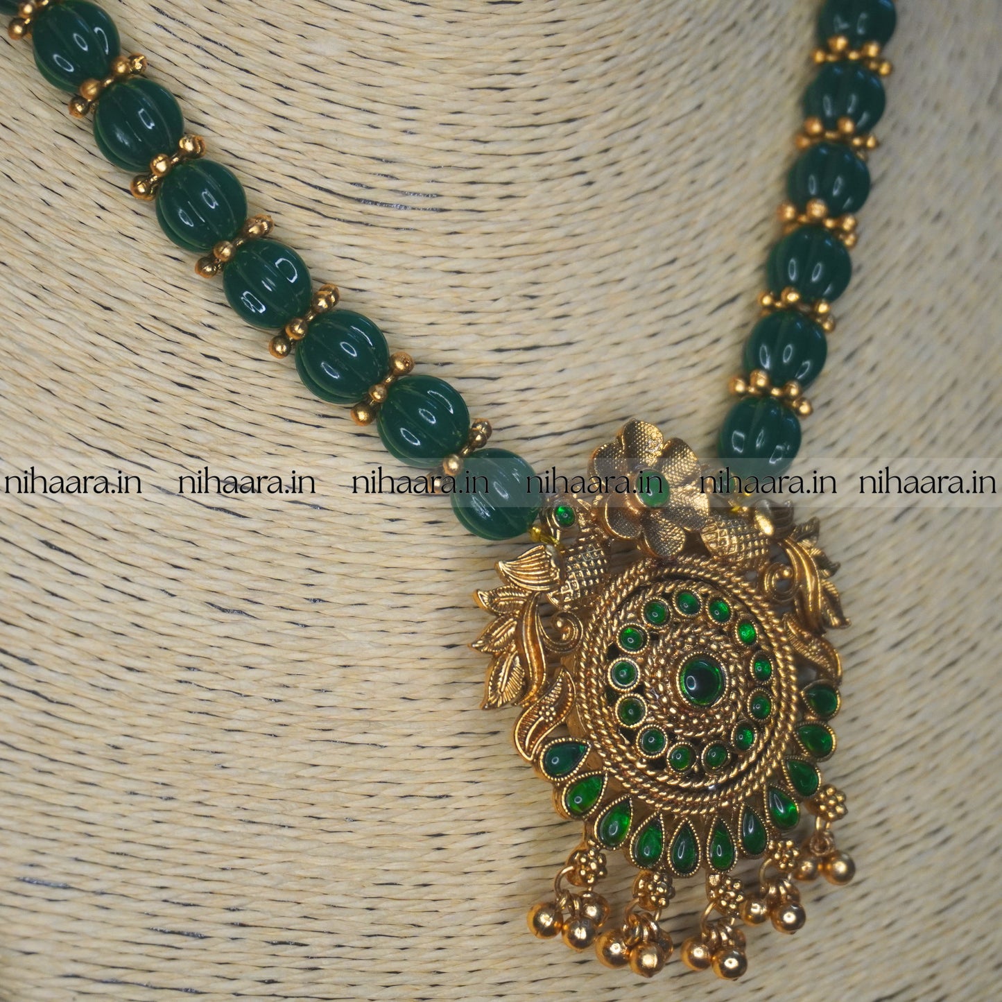 Reversible Green Pearl Haaram set NA726