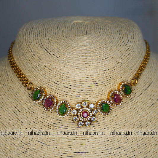 Premium Gold AD Mohini Choker Set - NA754