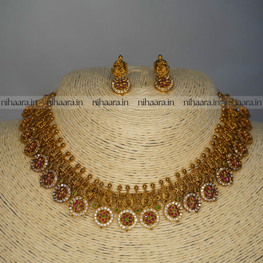 Premium Gold AD Droupathi Necklace Set NA814