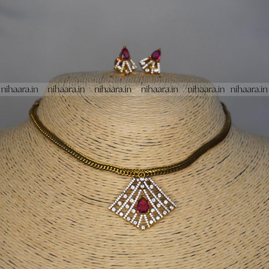 Antique AD Sia Necklace Set Red NA812