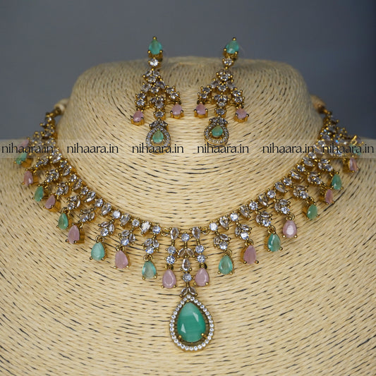 Premium AD Raindrops Necklace Set NA810