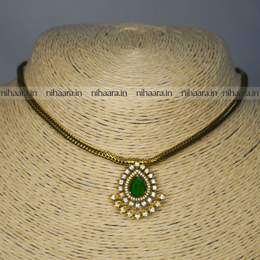 Antique AD Daksha Necklace Set Green NA846