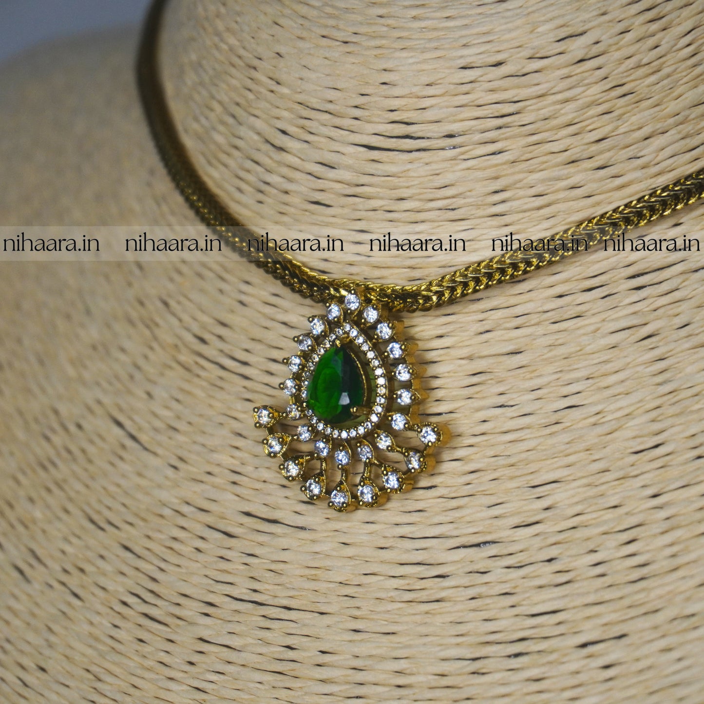 Antique AD Daksha Necklace Set Green NA846