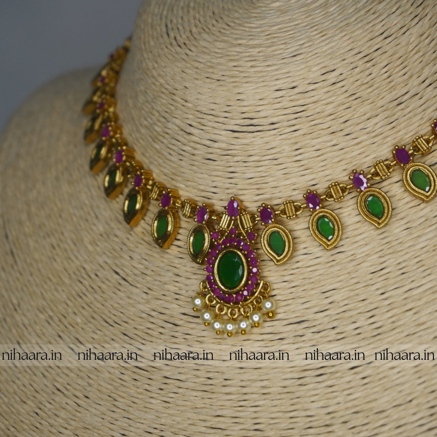 Premium Gold AD Thiruvonam Palakka Necklace Set NA711