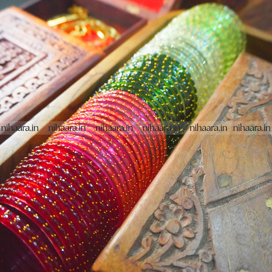 Raindrops Glass Bangles 5 Colours Combo