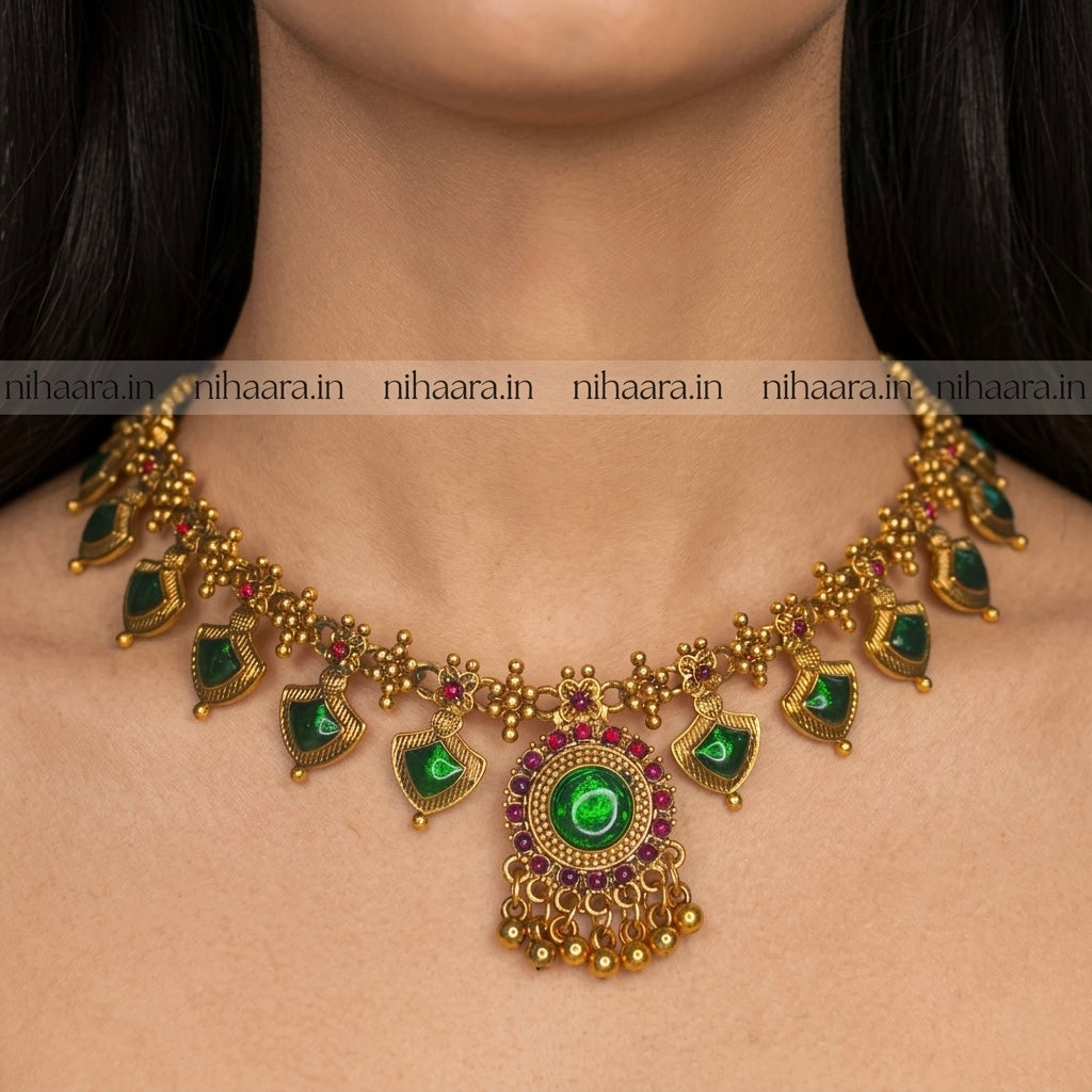 Budget Gold Ambika Palakka Necklace Set NA834