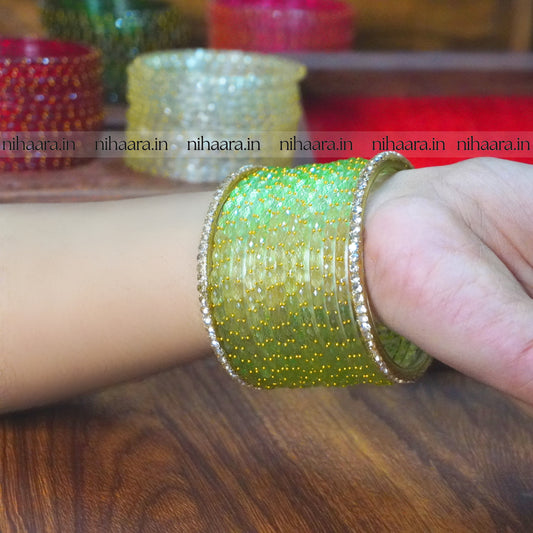 Raindrop Glass Bangles Light Green (1 dozen) NA605