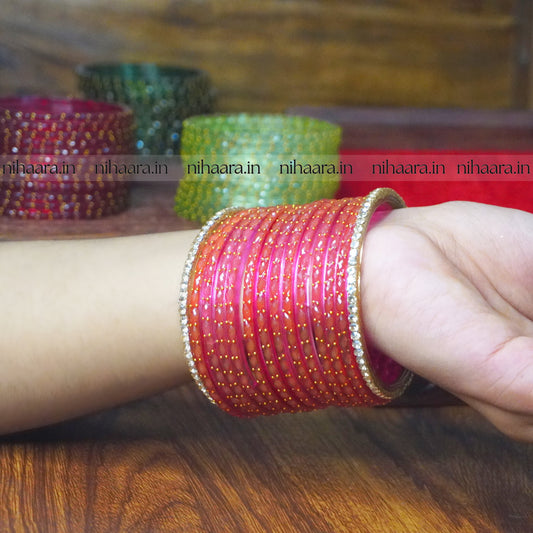 Raindrop Glass Bangles Pink (1 dozen) NA604