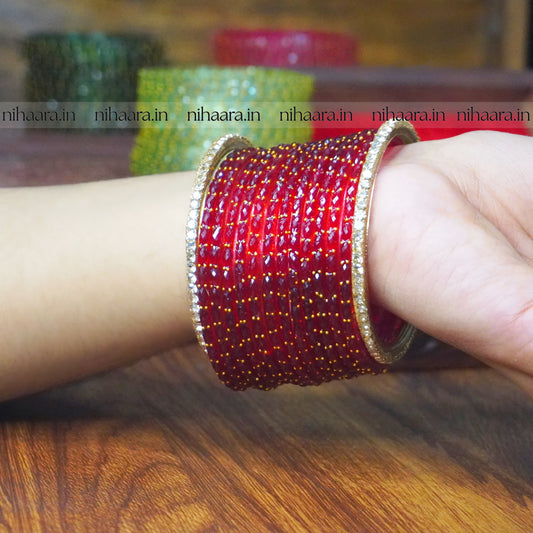 Raindrop Glass Bangles Red (1 dozen) NA601