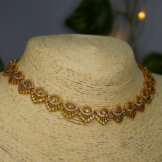 Premium Gold AD Nayana Necklace Set NA839
